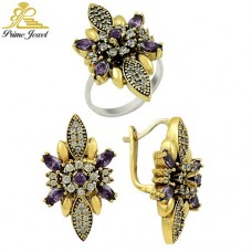 Gümüş Otantik Taşlı Set